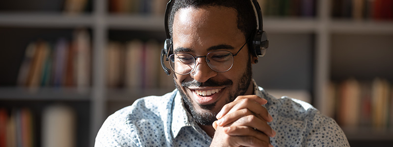 Man with headphones with microphone